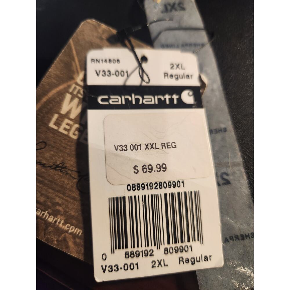Carhartt Sherpa Lined Work Vest Men’s 2XL Black Full Zip Canvas Utility Vest - Picture 15 of 16